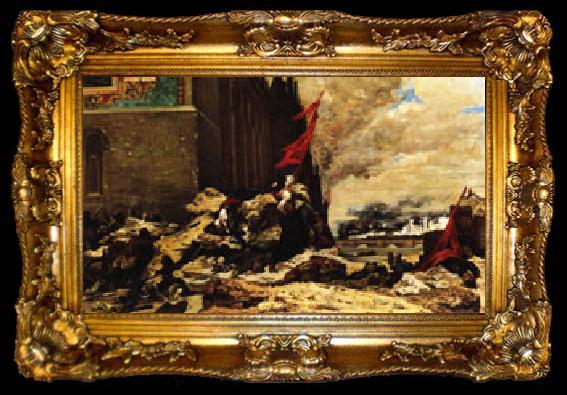 framed  Georges Clairin The Burning of the Tuileries, ta009-2